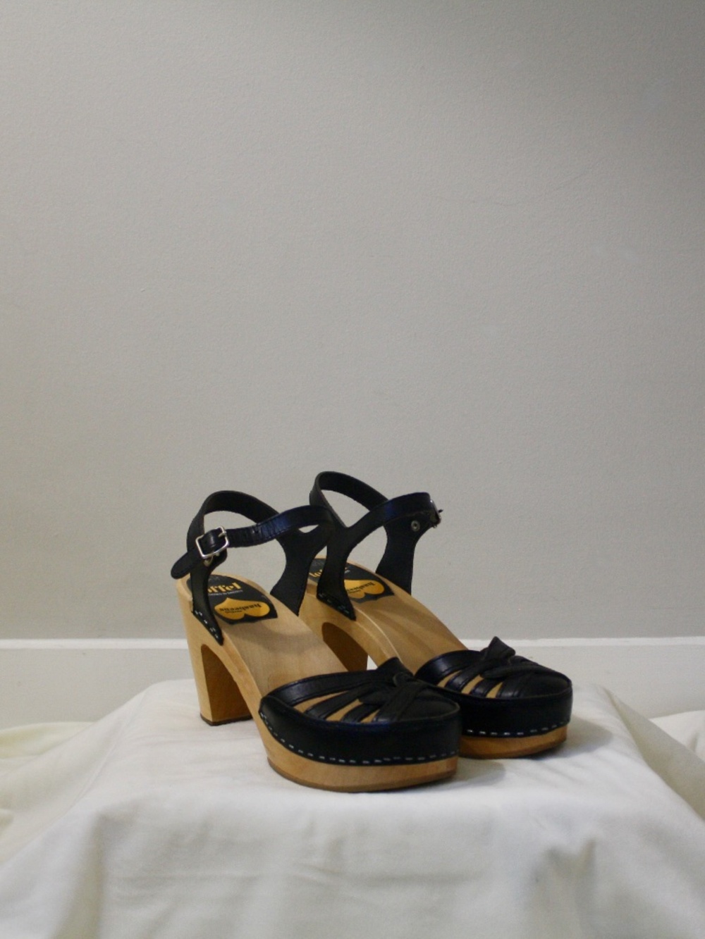 Swedish Hasbeens Toffel Women's Black Leather Slingback Clog EU Size 40 (US 9)